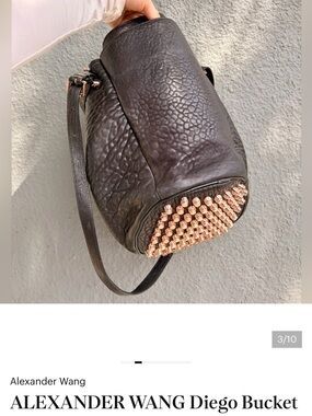 Alexander Wang Black Diego Bucket Bag with Rose Gold Studs